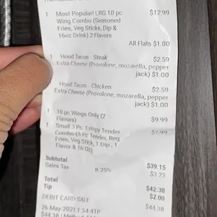 The receipt overpriced &amp; trick you out of your dipping sauces for tips.