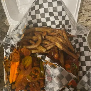 Bruce Leroy and bbq wing combo