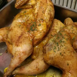 Roasted Half Chickens are so tender and flavorful