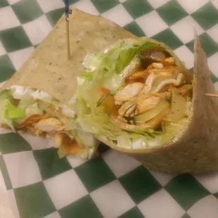 Our lunch wraps are amazing Grilled chicken Buffalo chiken Roasted Turkey Breast Grilled Salmon