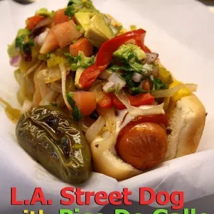 LA Jumbo hotdog , wrapped in bacon!