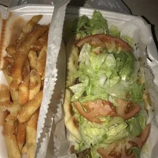 &quot;Steak on pita w/ fries&quot;