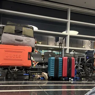 Sleeping on the floor with all the luggage