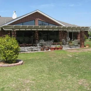 a home with a covered patio