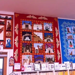 Examples of the quilt patterns and craft patterns they sell.