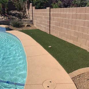 a pool with artificial grass