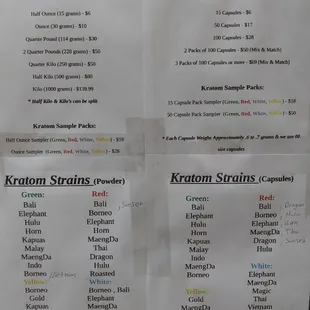 Kratom prices on wall outside for ordering outside during the virus epidemic.