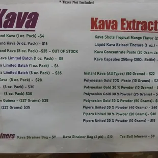 Kava prices