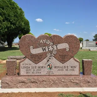 Double Heart Monument made from Chapel Rose Granite, from Oklahoma