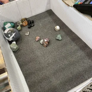 You put it in this bin to be rang up