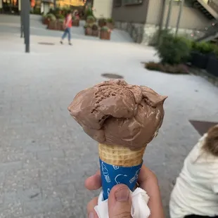 Single scoop ice cream in a sugar cone