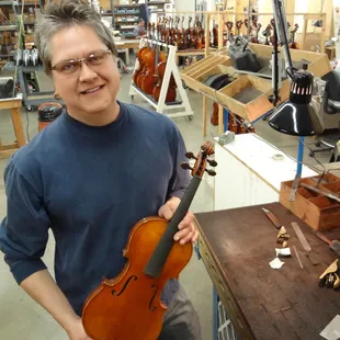 Head Luthier Rebecca, starts work on a violin destined for a student in Texas!