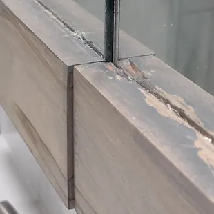 Doors do not meet...major chipping on wood