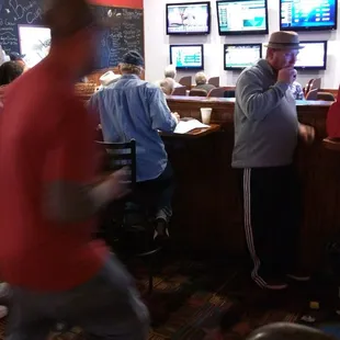 Here is the tiny corner where the horse racing TV sets are.