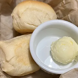 Homemade rolls and butter