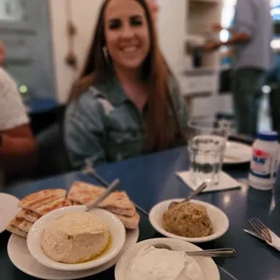 Tzatziki, Hummus, eggplant