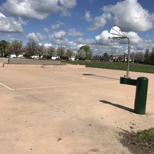 Basketball hoop and water fountain