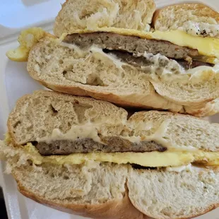 Sausage egg and cheese bagel (#30)