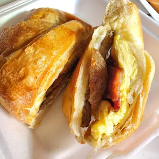 21 - Sausage, bacon, cheese, egg croissant