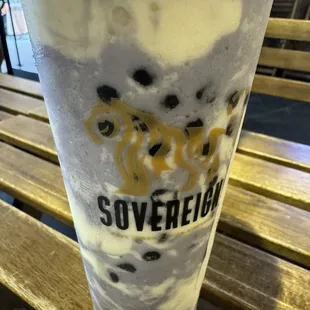 Taro smoothie with foam