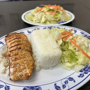 Salmon teriyaki with extra salad