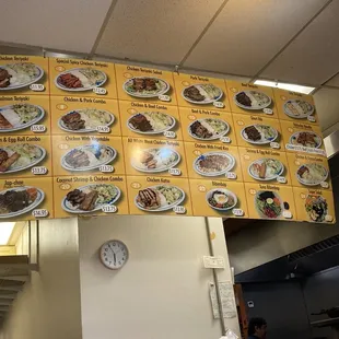 a menu on the wall