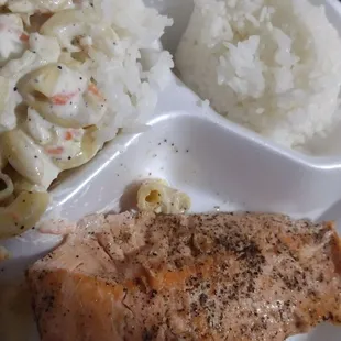 salmon, macaroni and cheese