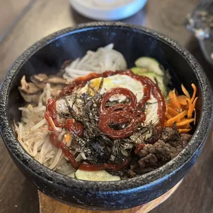 a bowl of food on a table