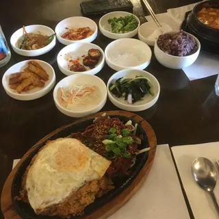 Kimchi Fried Rice with Spicy Pork