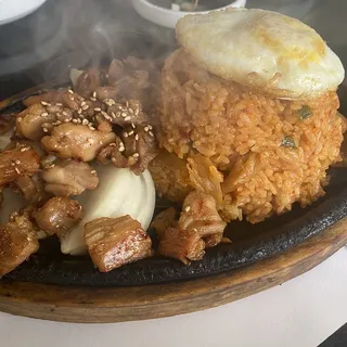 Kimchi Fried Rice with Grilled Chicken