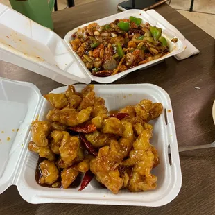 General Tso Chicken and Kung Pao Vegetable