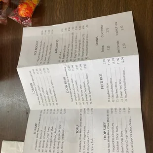 menu