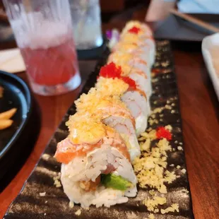 a sushi roll on a plate