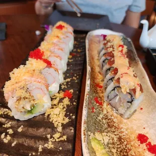 two plates of sushi