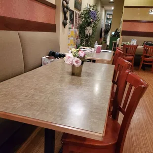 a table with flowers on it