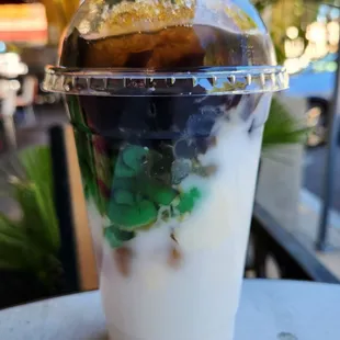 #5 Soy Pudding with Pandan and Boba