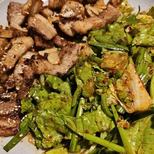 Pork belly and korean salad