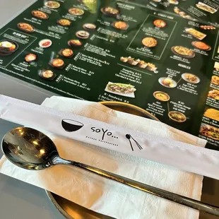 the menu and spoon