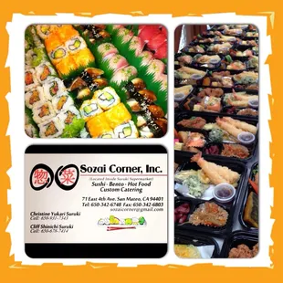 a variety of sushi dishes