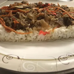 Barely any meat from a $8 lunch box.