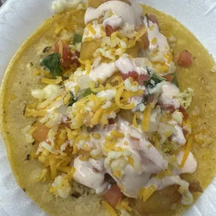 Fish taco with not lettuce