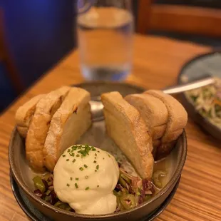 Burrata with Olive Bagna Cauda $12.00 castelvetrano olives, garlic, yuzu