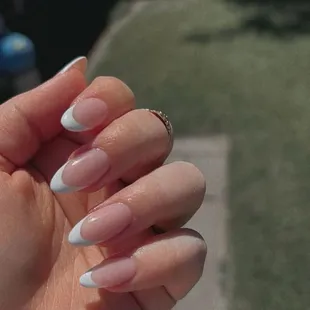 Full Set, French Acrylics, shape Almond.