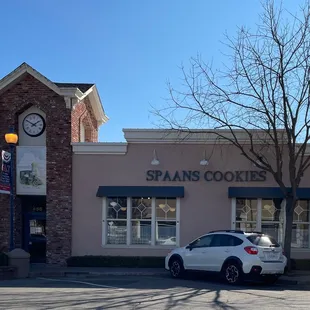 a car parked in front of a building