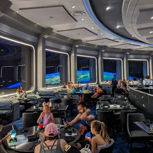 dining area with a nice animated space view on the display