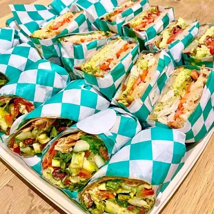 One of many sandwich platters offered by The Lunchroom. Part of our catering menu that offers platters and treys for groups large and small.