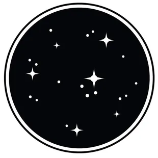 a black and white circle with stars