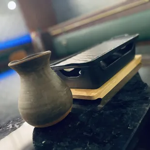 a stoneware on a table