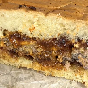 the inside of a sandwich