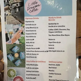 Little dreamer coffee ready made coffees menu